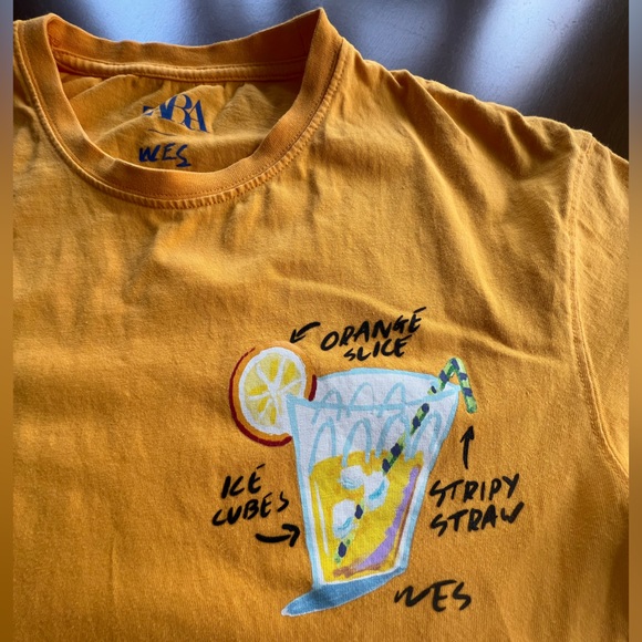Hard to find! Zara Man Wes Robinson Illustrated Orange Slice Drink Tee Shirt - Picture 6 of 10